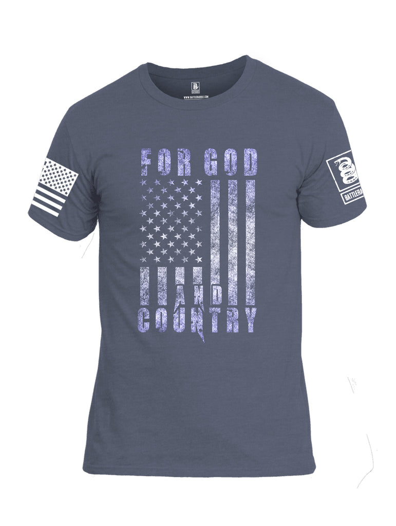 Battleraddle For God And Country White Sleeve Print Mens Cotton Crew Neck T Shirt