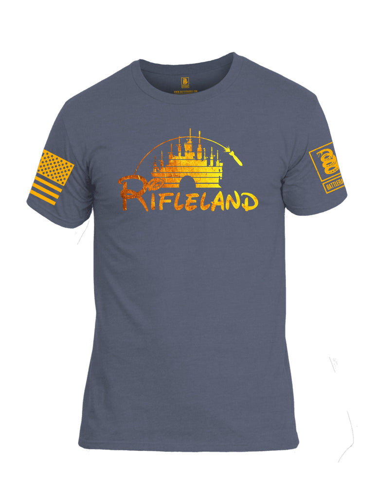 Battleraddle Rifleland V1 Orange Sleeve Print Mens Cotton Crew Neck T Shirt