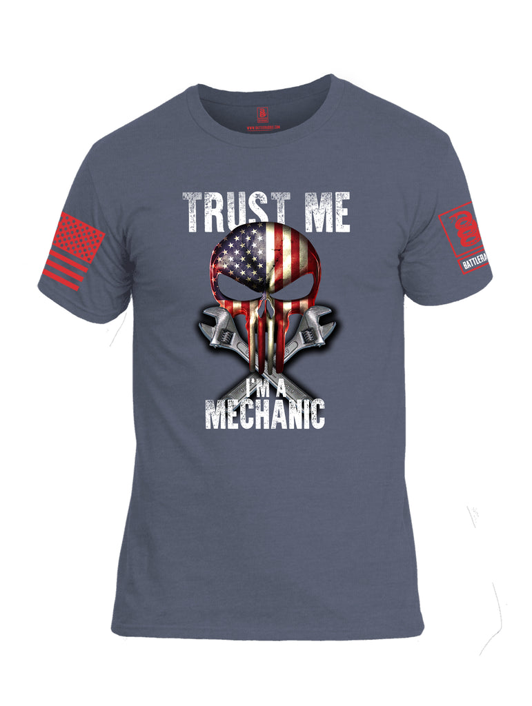 Battleraddle Trust Me I'm A Mechanic Red Sleeve Print Mens Cotton Crew Neck T Shirt