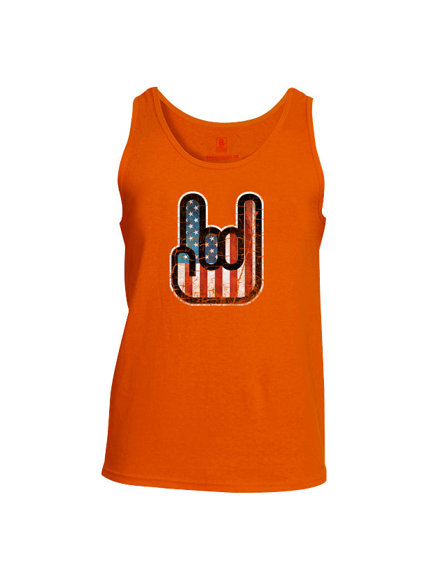 Battleraddle Hand Gesture USA Flag V2 Mens Cotton Tank Top