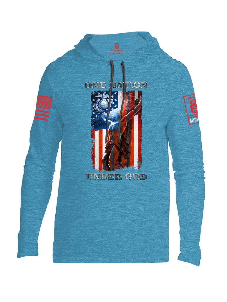 Battleraddle One Nation Under God Marine Red Sleeve Print Mens Thin Cotton Lightweight Hoodie