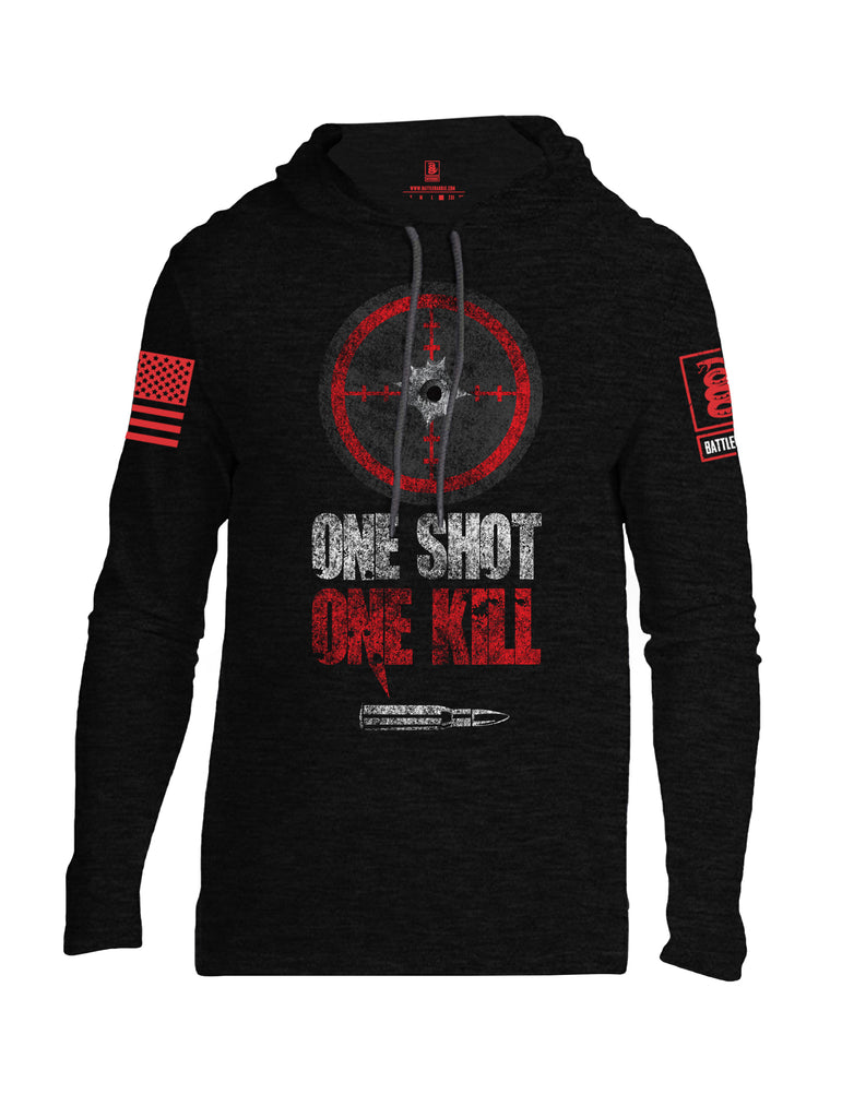 Battleraddle One Shot One Kill Red Sleeve Print Mens Thin Cotton Lightweight Hoodie