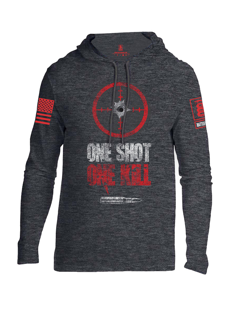 Battleraddle One Shot One Kill Red Sleeve Print Mens Thin Cotton Lightweight Hoodie