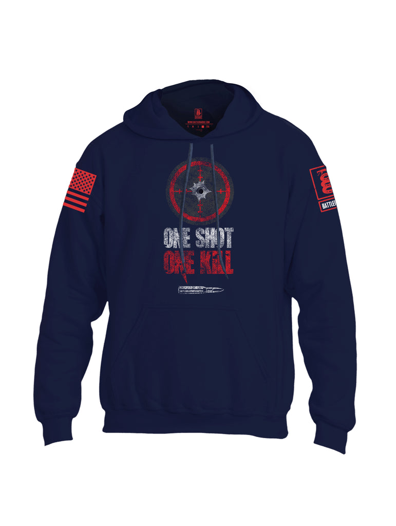 Battleraddle One Shot One Kill Red Sleeve Print Mens Blended Hoodie With Pockets