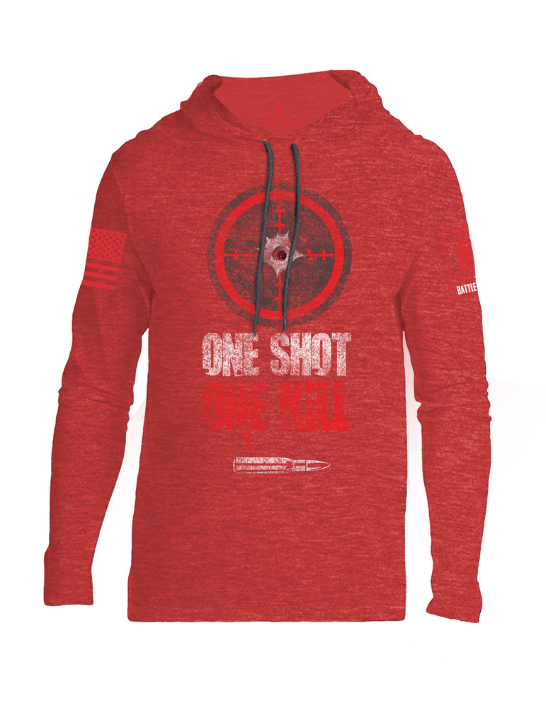 Battleraddle One Shot One Kill Red Sleeve Print Mens Thin Cotton Lightweight Hoodie
