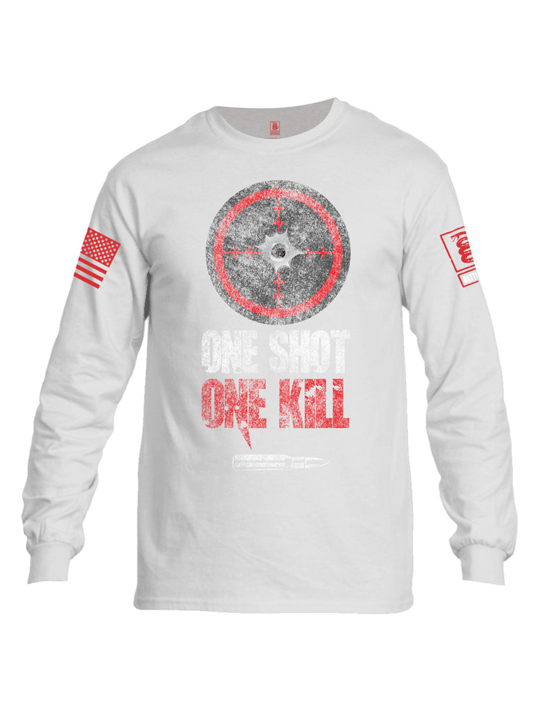 Battleraddle One Shot One Kill Red Sleeve Print Mens Cotton Long Sleeve Crew Neck T Shirt