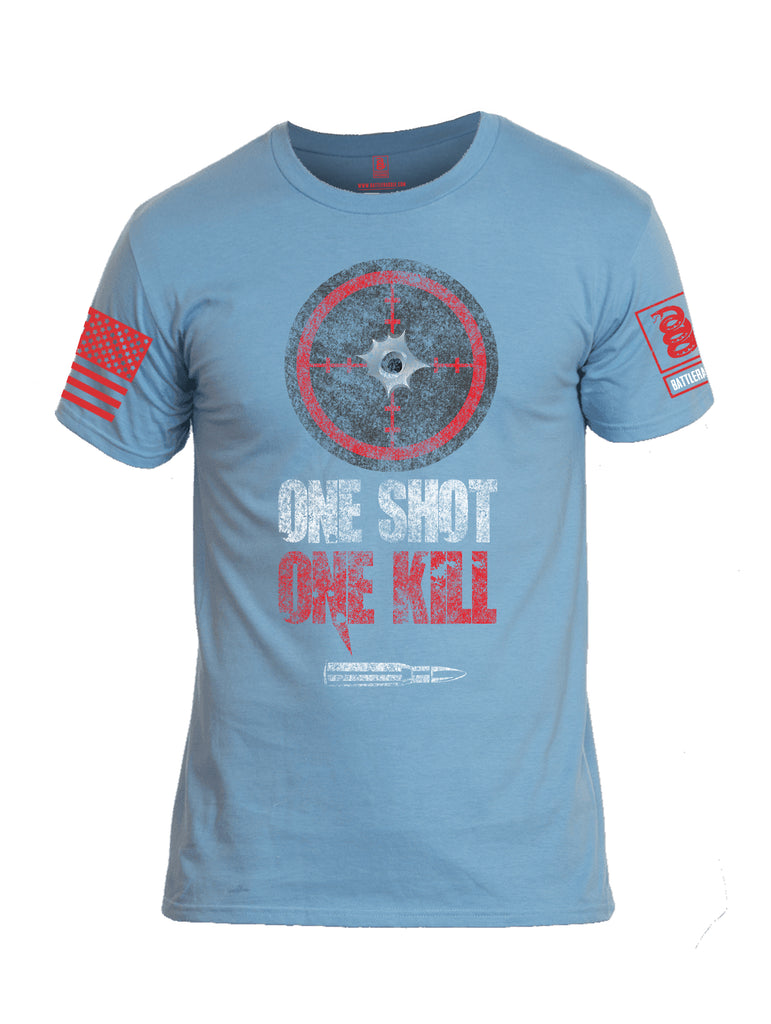 Battleraddle One Shot One Kill Red Sleeve Print Mens Cotton Crew Neck T Shirt