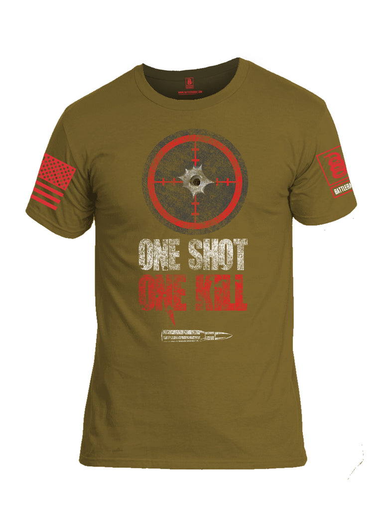 Battleraddle One Shot One Kill Red Sleeve Print Mens Cotton Crew Neck T Shirt