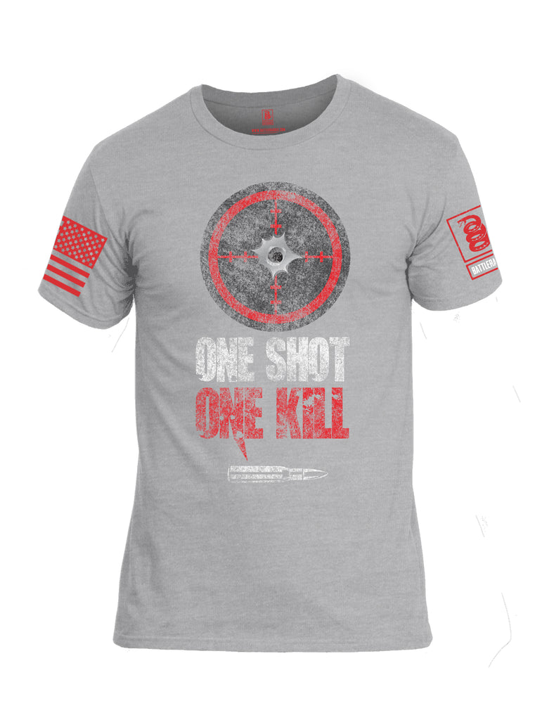 Battleraddle One Shot One Kill Red Sleeve Print Mens Cotton Crew Neck T Shirt