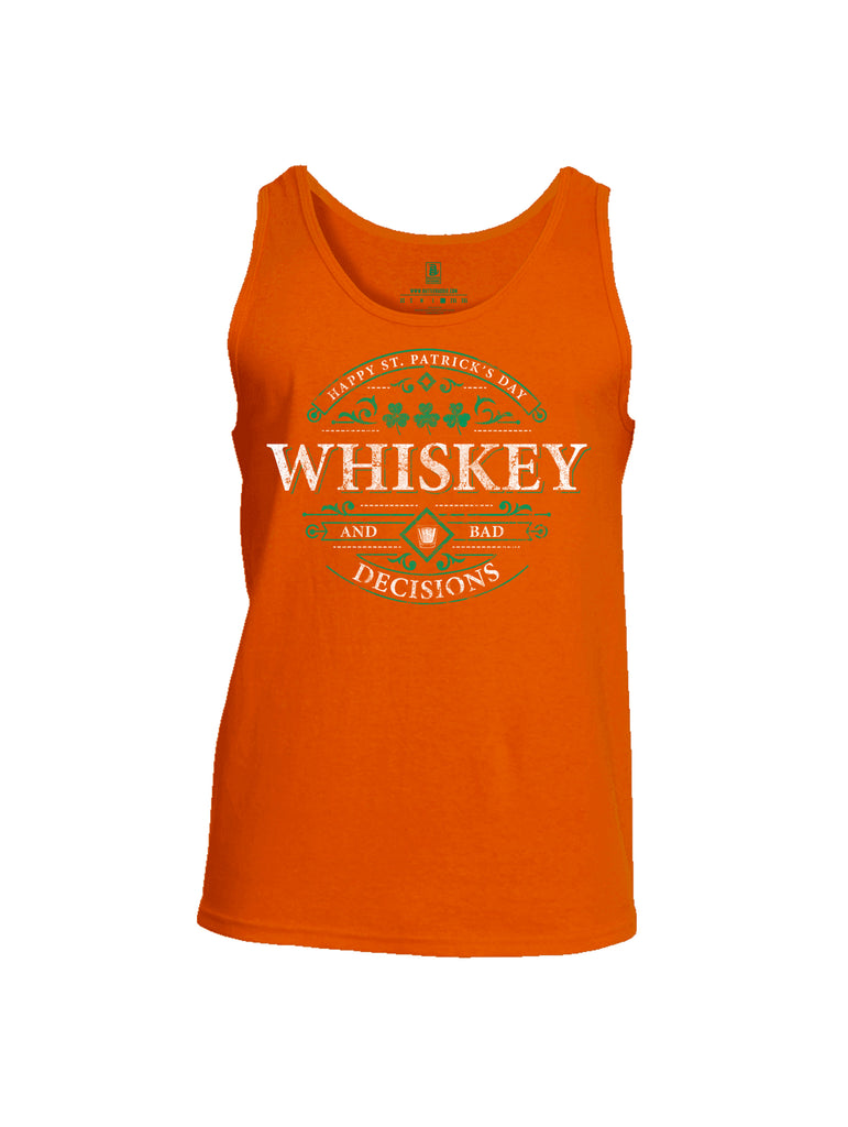 Battleraddle Happy ST. Patrick's Day Whiskey And Bad Decisions Mens Cotton Tank Top