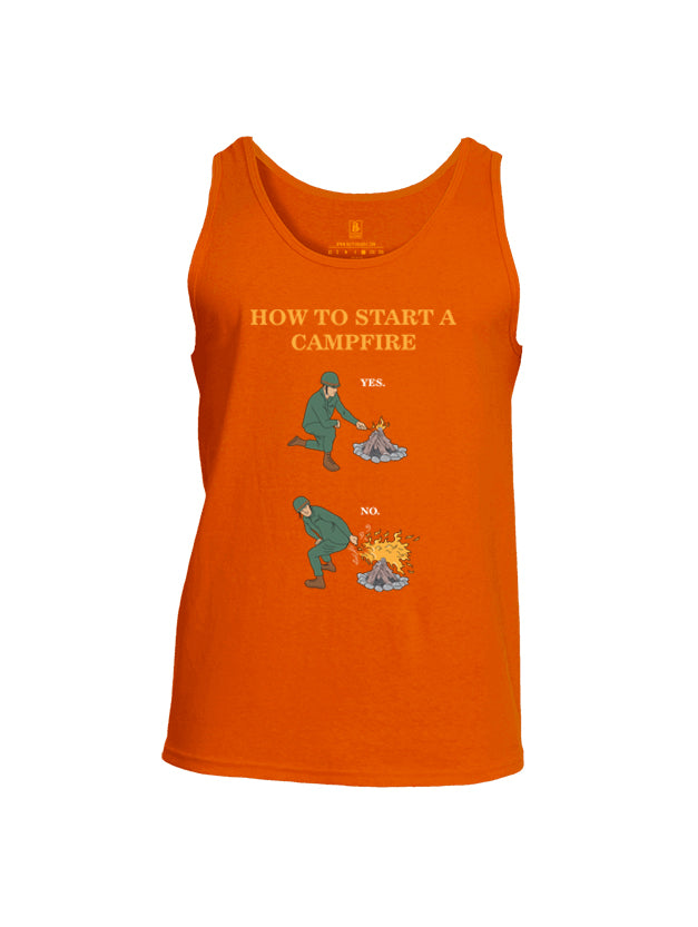 Battleraddle How To Start A Camp Fire Yes No Mens Cotton Tank Top