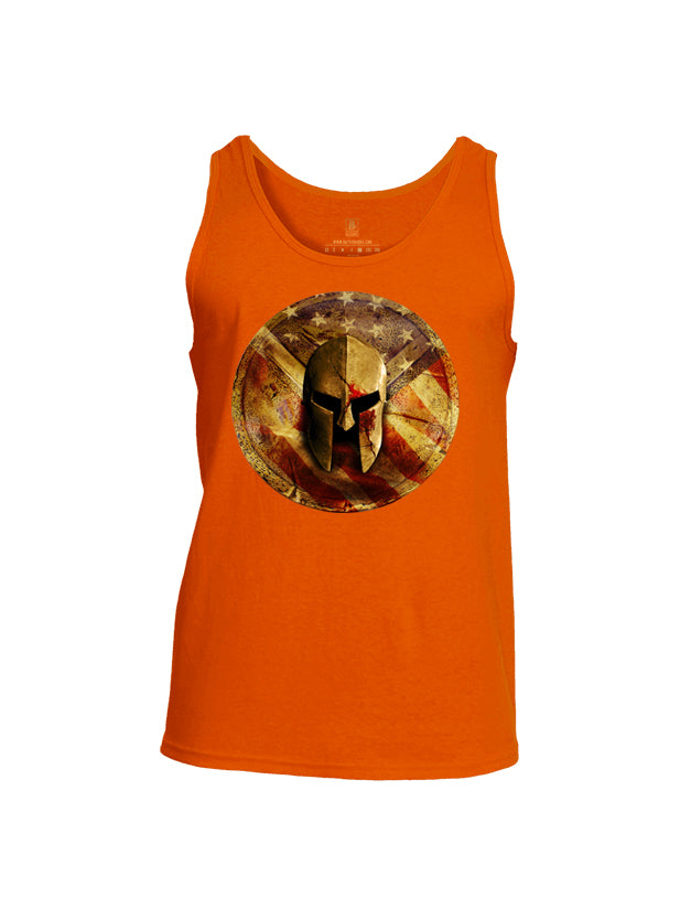 Battleraddle Spartan Helm Gold Mens Cotton Tank Top