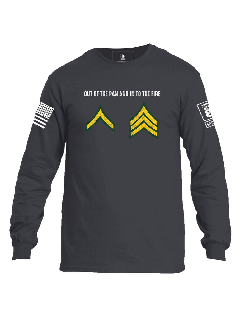 Battleraddle Out Of The Pan And In To The Fire Mens Cotton Long Sleeve Crew Neck T Shirt