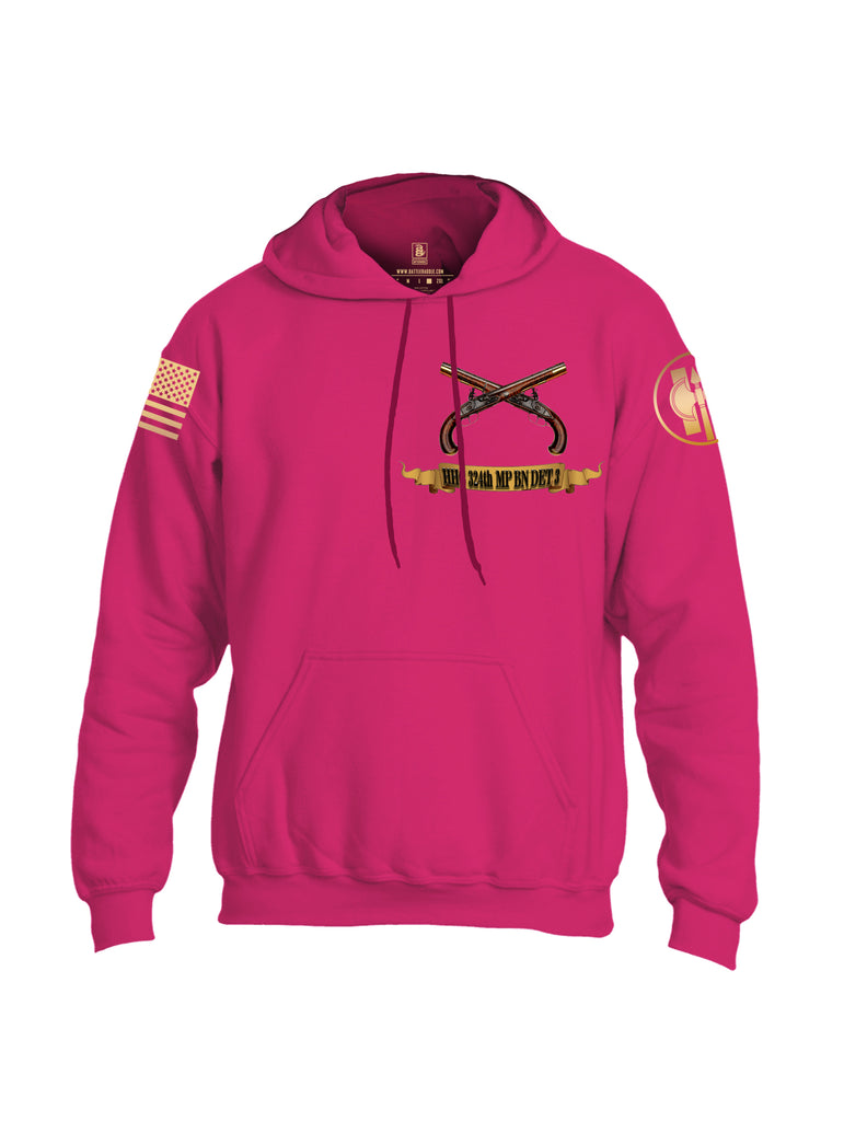 Battleraddle HHC 324th MP BN Det 3 Lock Em Up Lock It Down TFCF Camp Airifjan Kuwait October 2018 - July 2019 Brass Sleeve Print Mens Blended Hoodie With Pockets