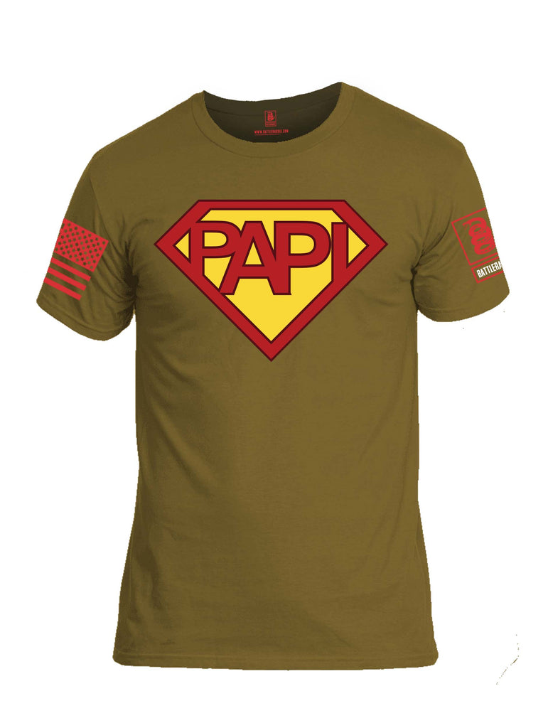 Battleraddle Papi Red Sleeve Print Mens Cotton Crew Neck T Shirt