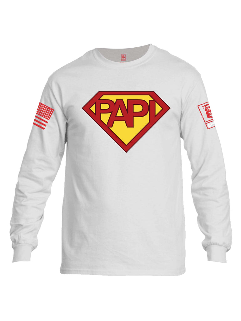 Battleraddle Papi Red Sleeve Print Mens Cotton Long Sleeve Crew Neck T Shirt