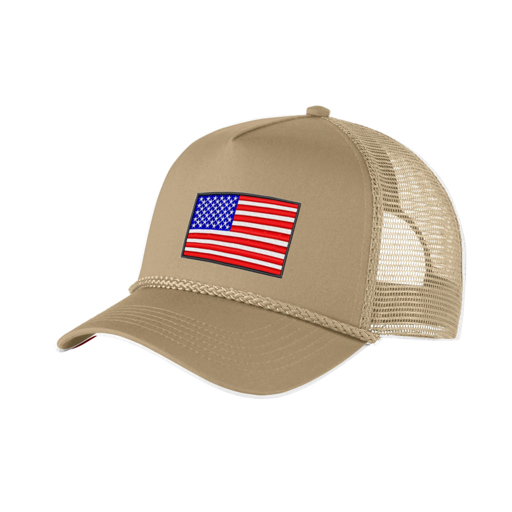 Battleraddle USA Flag Printed Vintage Plain Trucker Adjustable Mesh Snapback Hat