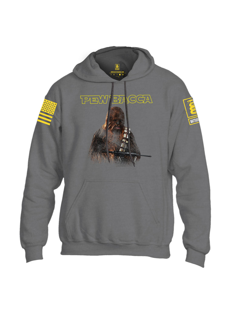 Battleraddle Pew Bacca Yellow Sleeve Print Mens Blended Hoodie With Pockets