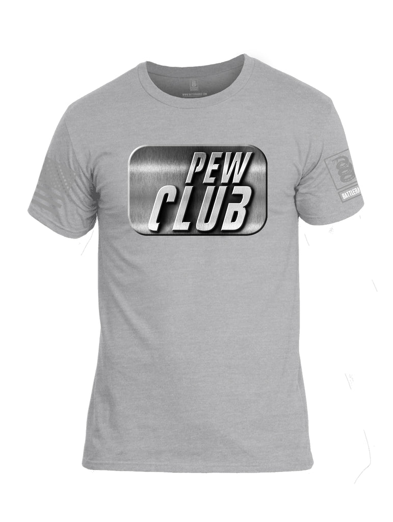 Battleraddle Pew Club Grey Sleeve Print Mens Cotton Crew Neck T Shirt