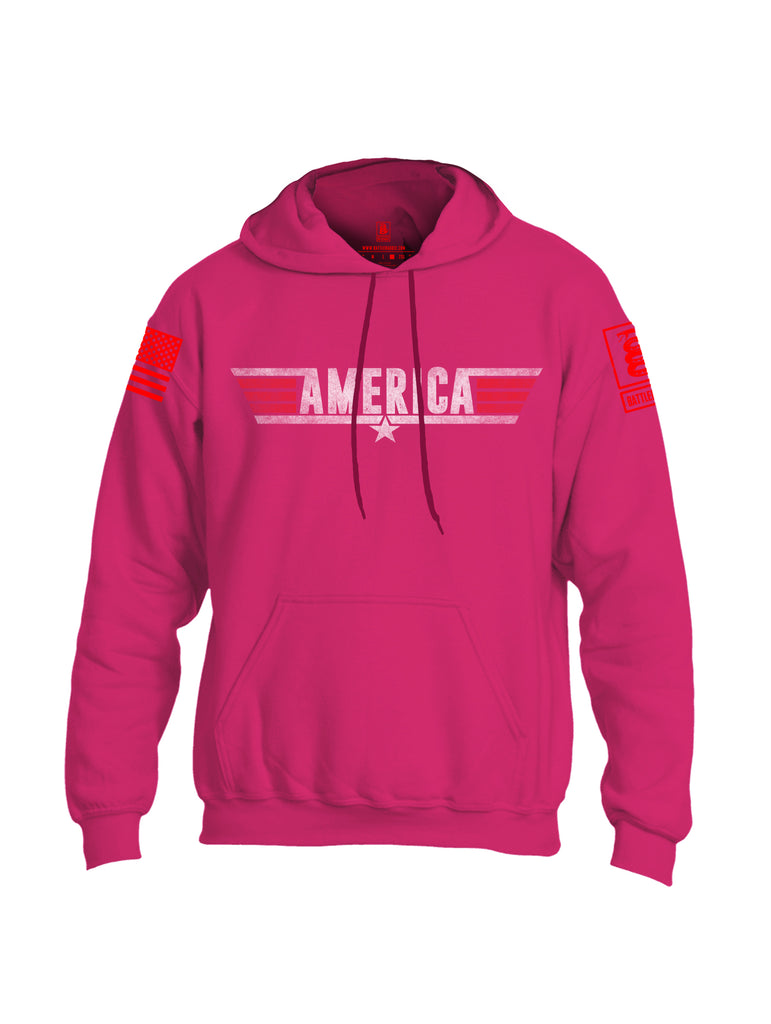 Battleraddle America Red Sleeve Print Mens Blended Hoodie With Pockets - Battleraddle® LLC