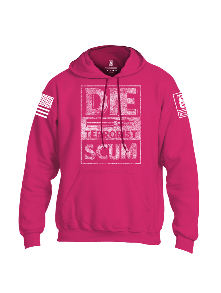 Battleraddle Die Terrorist Scum White Sleeve Print Mens Blended Hoodie With Pockets