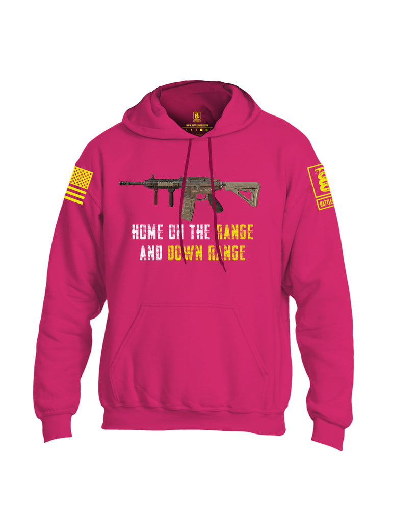 Battleraddle Home On The Range And Down Range V2 Yellow Sleeve Print Mens Blended Hoodie With Pockets