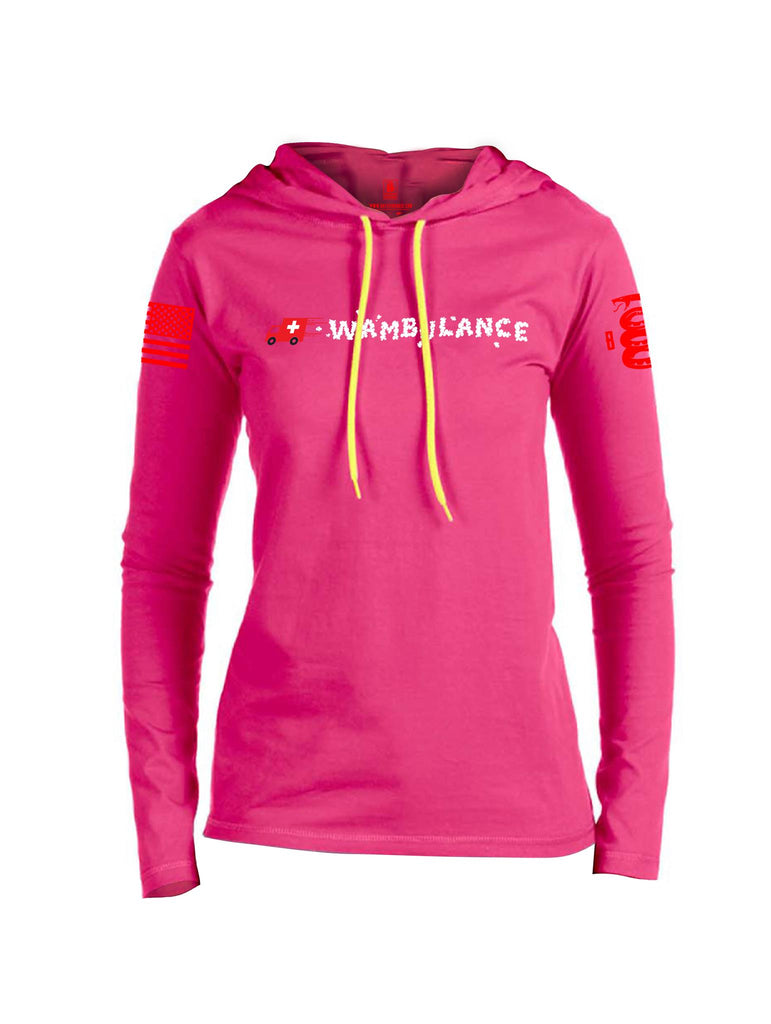 Battleraddle Wambulance Red Sleeve Print Womens Thin Cotton Lightweight Hoodie