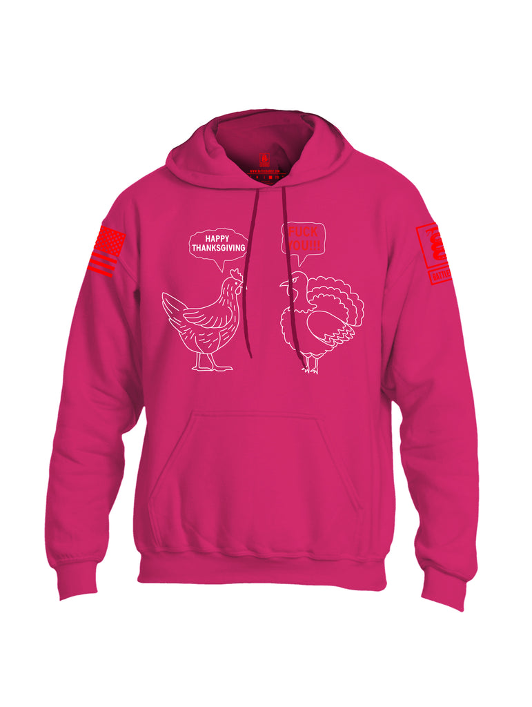 Battleraddle Happy Thanksgiving Fuck You!!! Red Sleeve Print Mens Blended Hoodie With Pockets