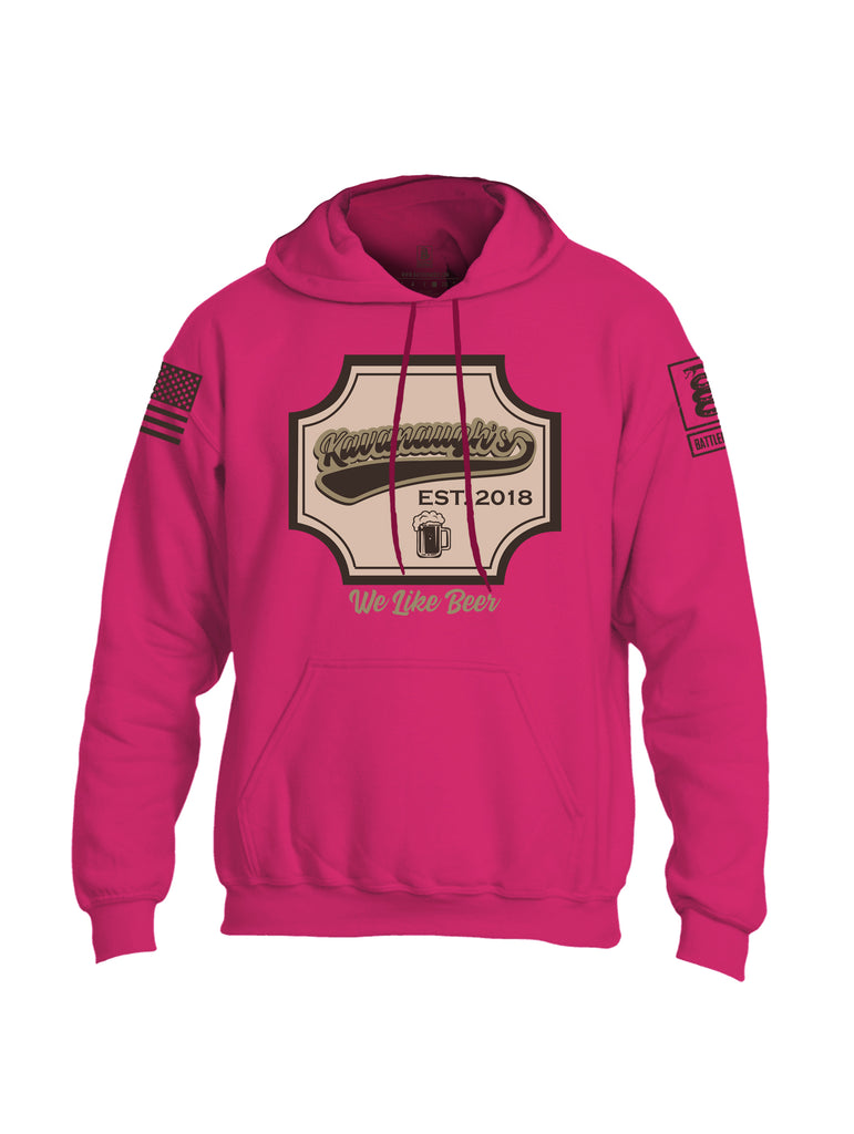 Battleraddle Kavanaugh's Est. 2018 We Like Beer Dark Brown Sleeve Print Mens Blended Hoodie With Pockets