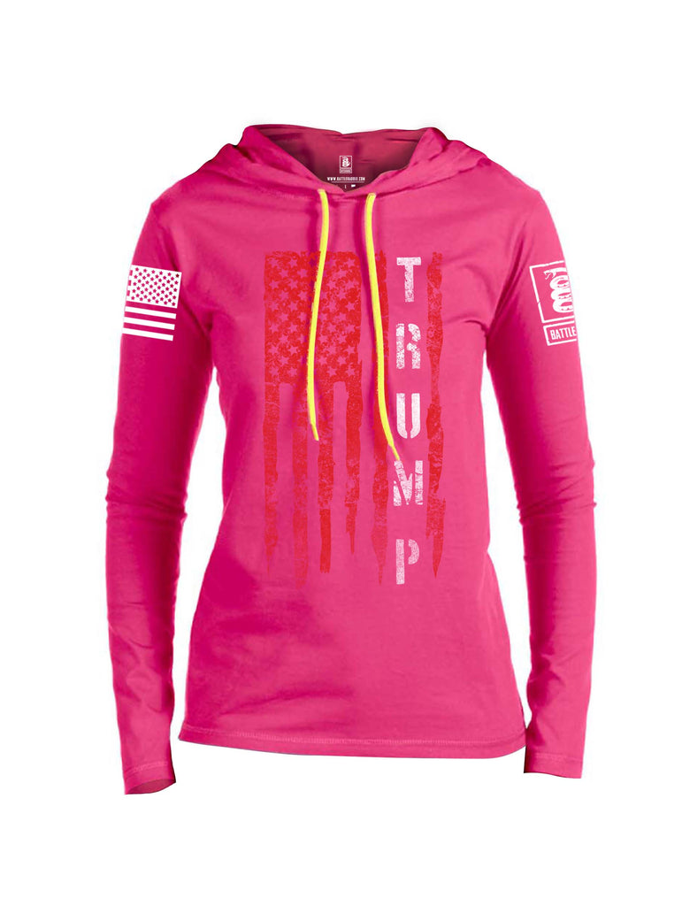 Battleraddle Flag Trump White Sleeve Print Womens Thin Cotton Lightweight Hoodie