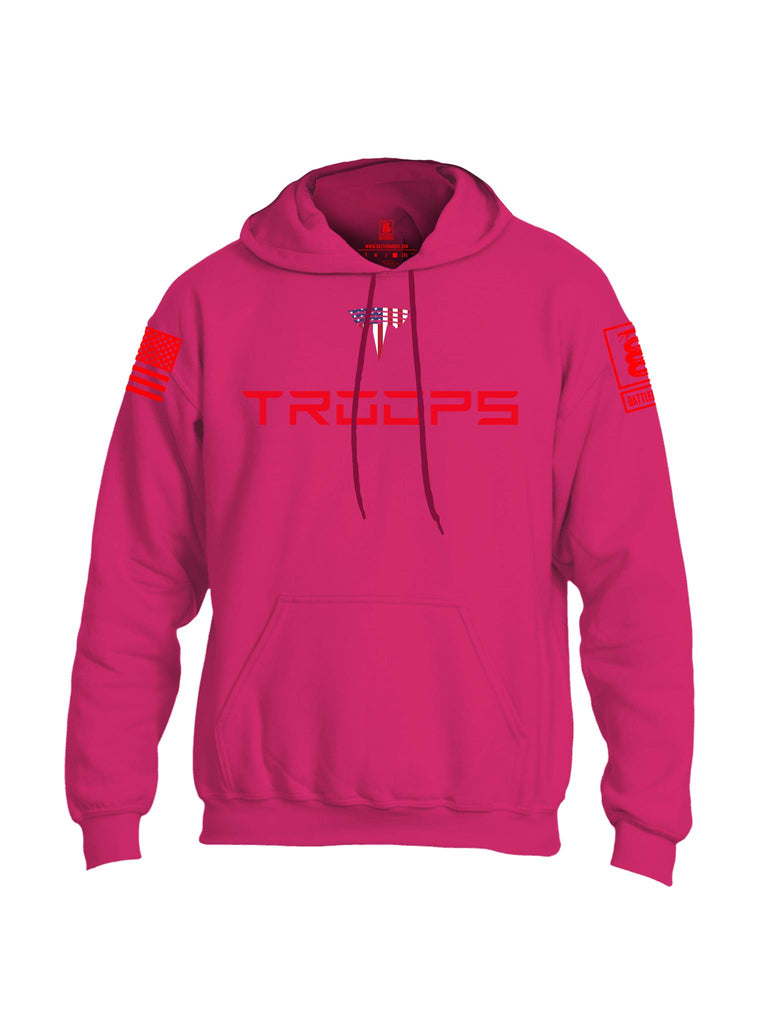 Battleraddle Troops Red Sleeve Print Mens Blended Hoodie With Pockets