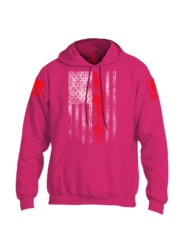 Battleraddle Truck Driver Flag V2 Red Sleeve Print Mens Blended Hoodie With Pockets