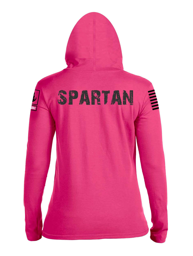 Battleraddle Vintage Spartan Black Sleeve Print Womens Thin Cotton Lightweight Hoodie shirt|custom|veterans|Apparel-Womens Hoodie-Cotton