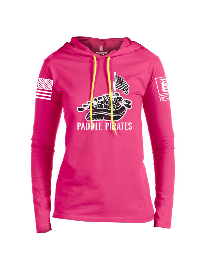 Battleraddle Paddle Pirates White Sleeve Print Womens Thin Cotton Lightweight Hoodie