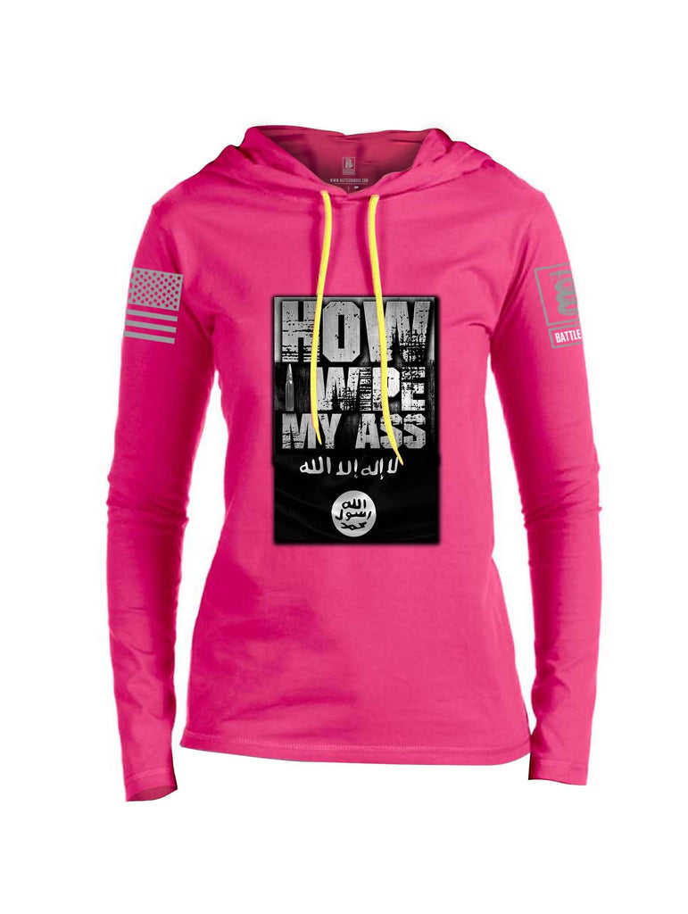 Battleraddle How I Wipe My Ass Grey Sleeve Print Womens Thin Cotton Lightweight Hoodie shirt|custom|veterans|Apparel-Womens Hoodie-Cotton