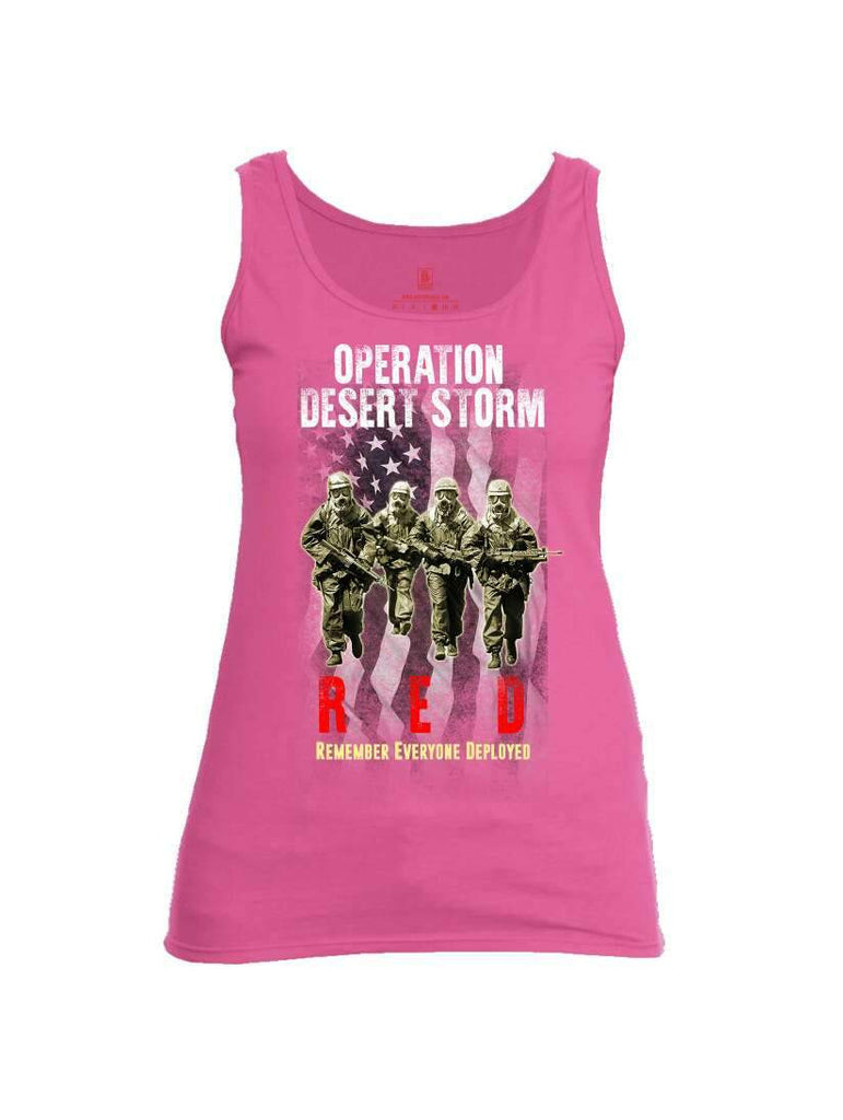 Battleraddle Operation Desert Storm RED Remember Everyone Deployed Womens Cotton Tank Top shirt|custom|veterans|Apparel-Womens Tank Tops-Cotton