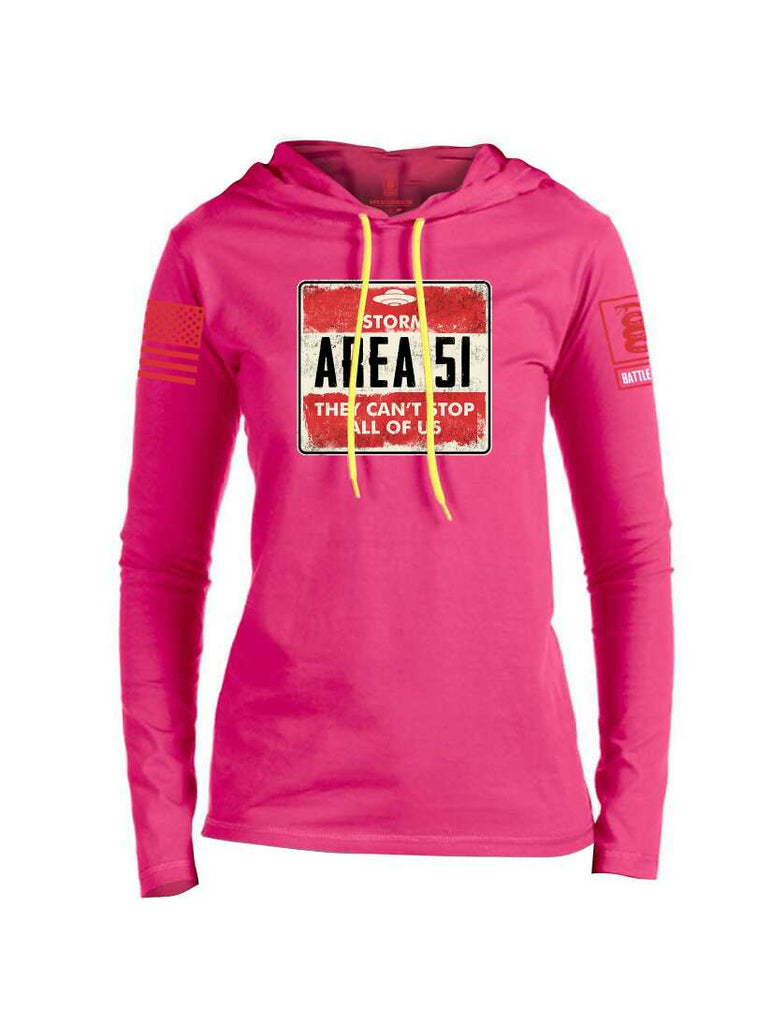 Battleraddle Storm Area 51 They Can't Stop All Of Us Red Sleeve Print Womens Thin Cotton Lightweight Hoodie