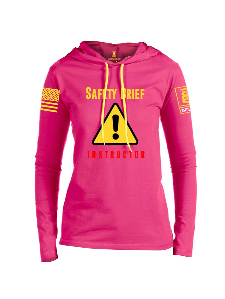 Battleraddle Safety Brief Instructor Yellow Sleeve Print Womens Thin Cotton Lightweight Hoodie shirt|custom|veterans|Apparel-Womens Hoodie-Cotton