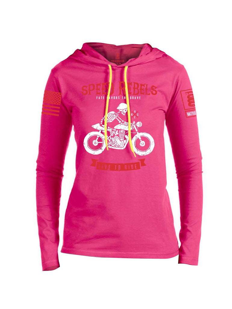 Battleraddle Speed Rebels Red Sleeve Print Womens Thin Cotton Lightweight Hoodie shirt|custom|veterans|Apparel-Womens Hoodie-Cotton