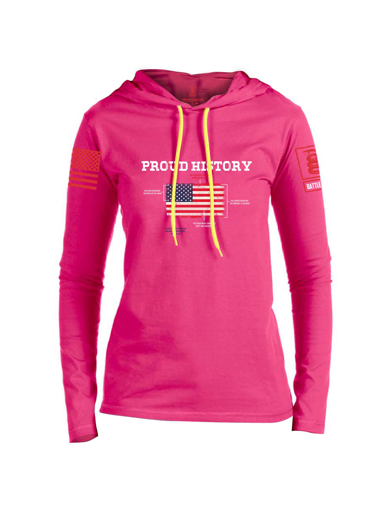 Battleraddle Proud History Red Sleeve Print Womens Thin Cotton Lightweight Hoodie