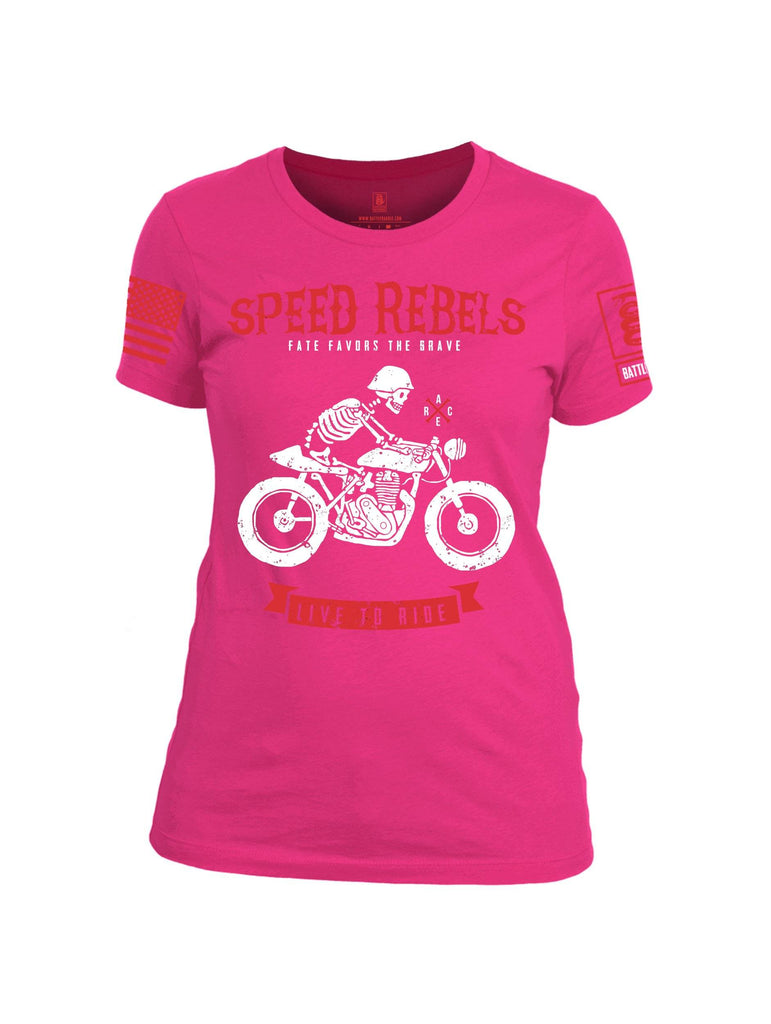 Battleraddle Speed Rebels Red Sleeve Print Womens Cotton Crew Neck T Shirt shirt|custom|veterans|Apparel-Womens T Shirt-cotton