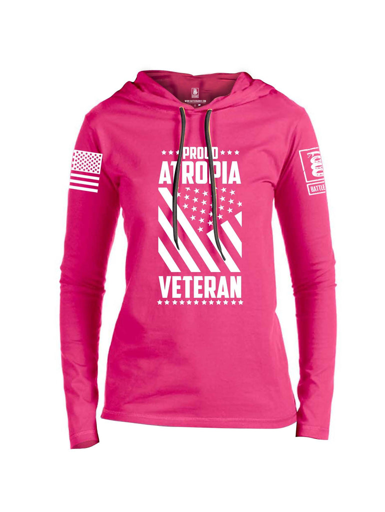 Battleraddle Proud Atropia Veteran White Sleeve Print Womens Thin Cotton Lightweight Hoodie shirt|custom|veterans|Apparel-Womens Hoodie-Cotton