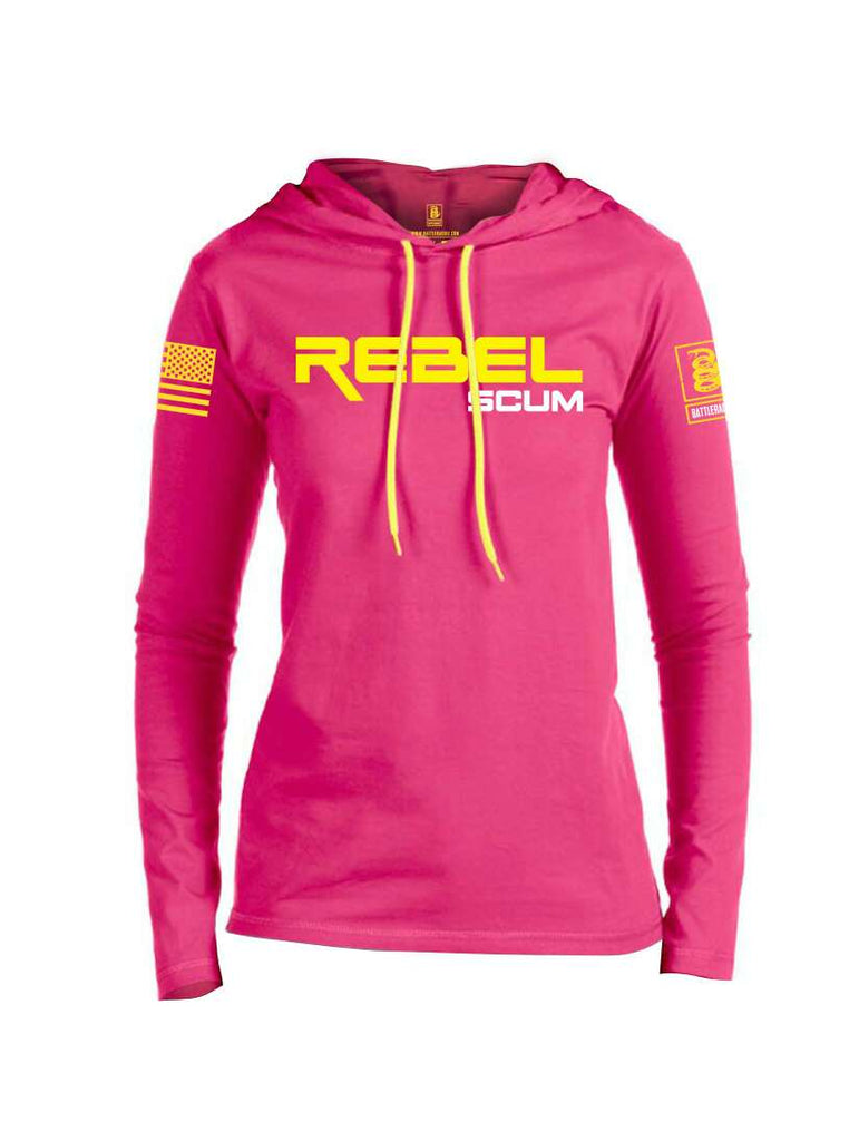 Battleraddle Rebel Scum Yellow Sleeve Print Womens Thin Cotton Lightweight Hoodie