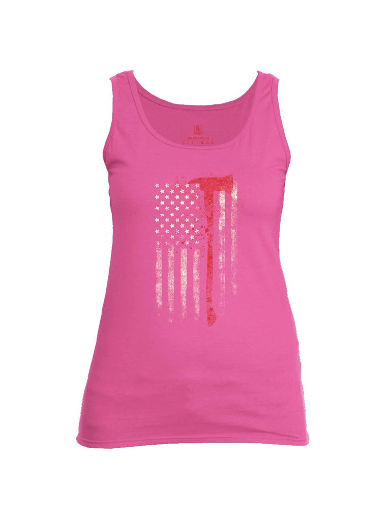 Battleraddle Firefighter Axe USA Flag Womens Cotton Tank Top shirt|custom|veterans|Apparel-Womens Tank Tops-Cotton