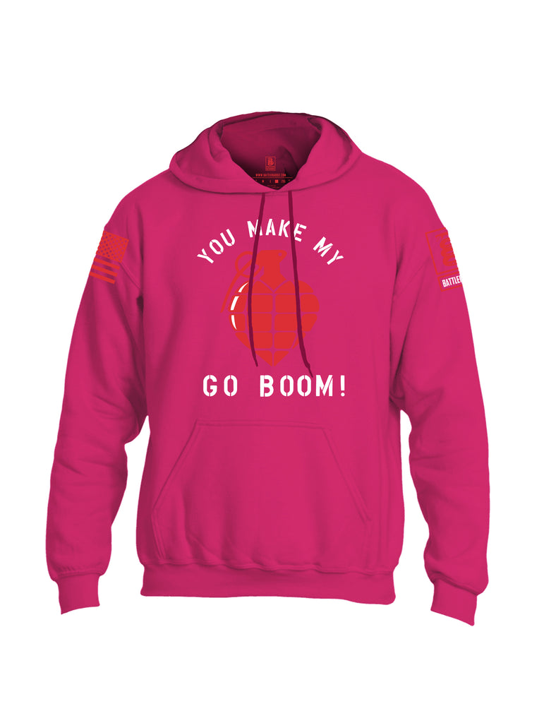 Battleraddle You Make My Heart Go Boom Red Sleeve Print Mens Blended Hoodie With Pockets