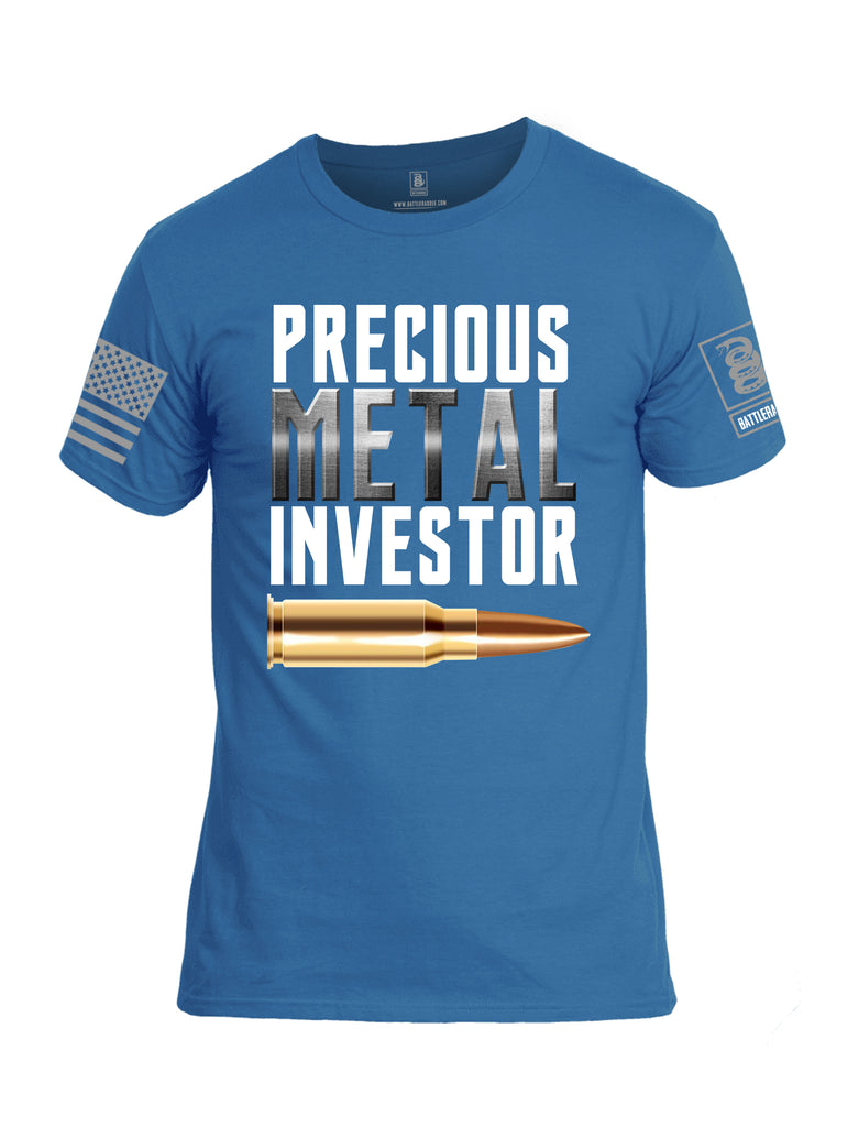Battleraddle Precious Metal Investor Grey Sleeve Print Mens Cotton Crew Neck T Shirt