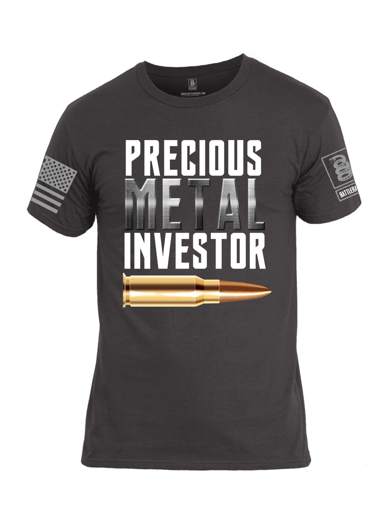 Battleraddle Precious Metal Investor Grey Sleeve Print Mens Cotton Crew Neck T Shirt