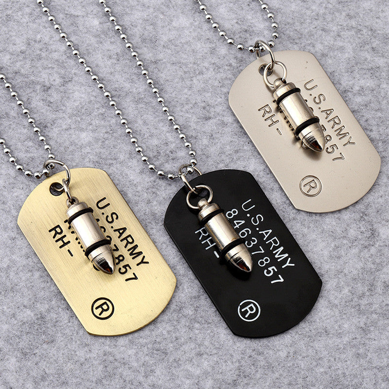 Battleraddle Military Dog Tag w Tactical Novelty Rounds Pendant Ball Chain Necklace