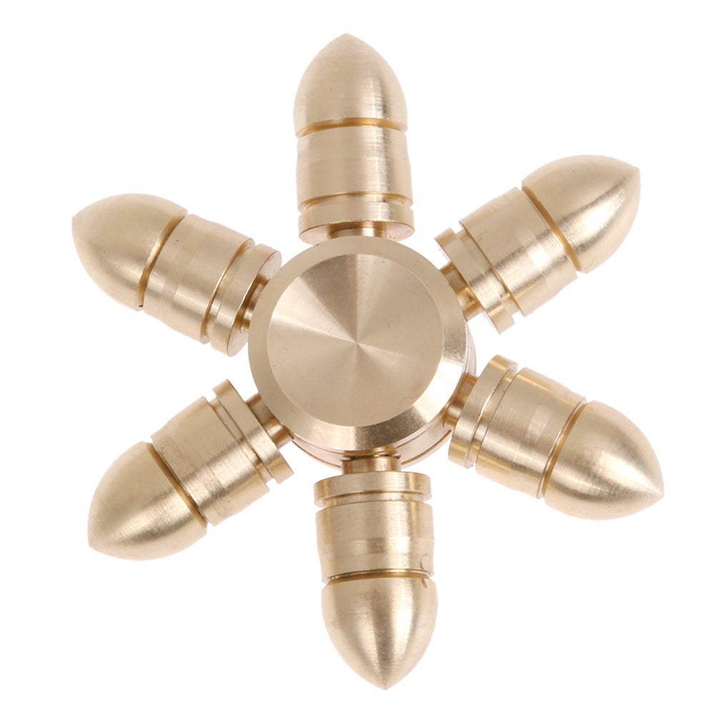 Gold Bullet Shape Finger Fidget Gyro Metal Alloy Hexagon Cartridge Head Hand Spinner Children Adults Stress Relief Toys