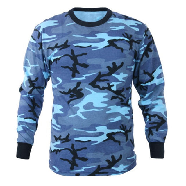 Battleraddle Tactical Multicolor Camouflage Mens Polyester/Spandex Long Sleeve Crew  Neck T Shirt